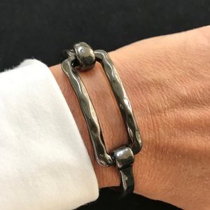 Bangle - Gun Metal tone clasp bracelet